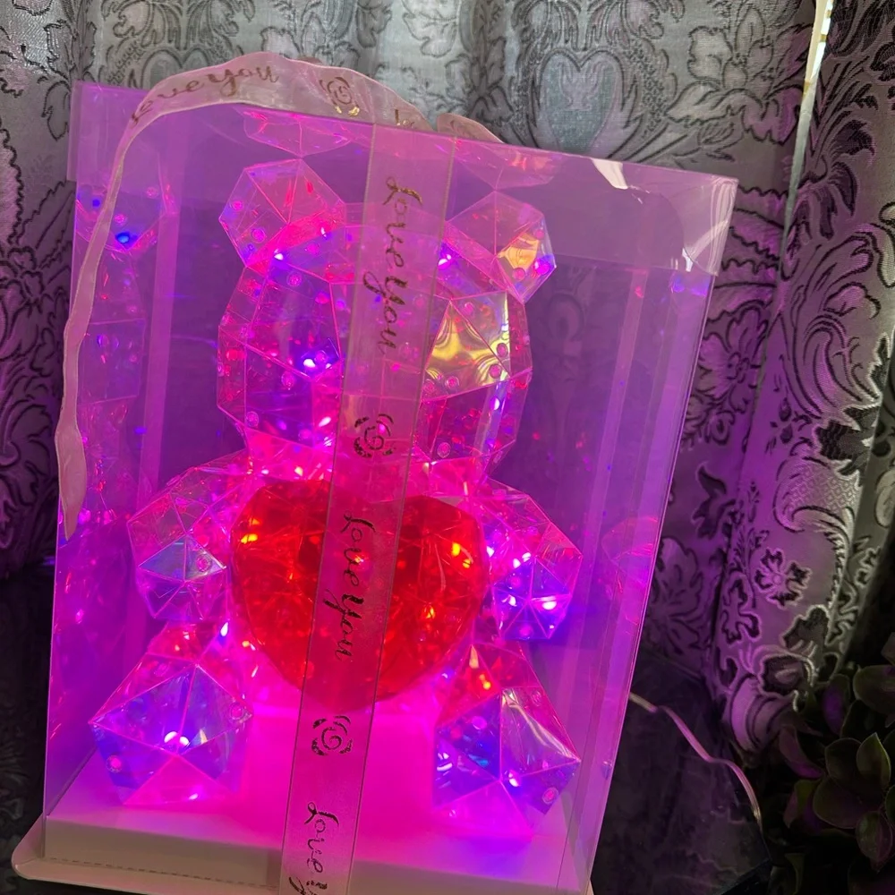 Luminous Glow Holographic Iridescent 12”Teddy Bear LED Light Gift Box